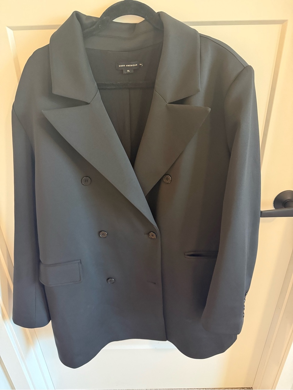 Good American Scuba Blazer 2.0 Black Double Breasted Oversized Blazer XL